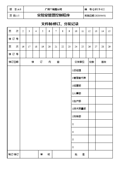 实验室管理控制程序