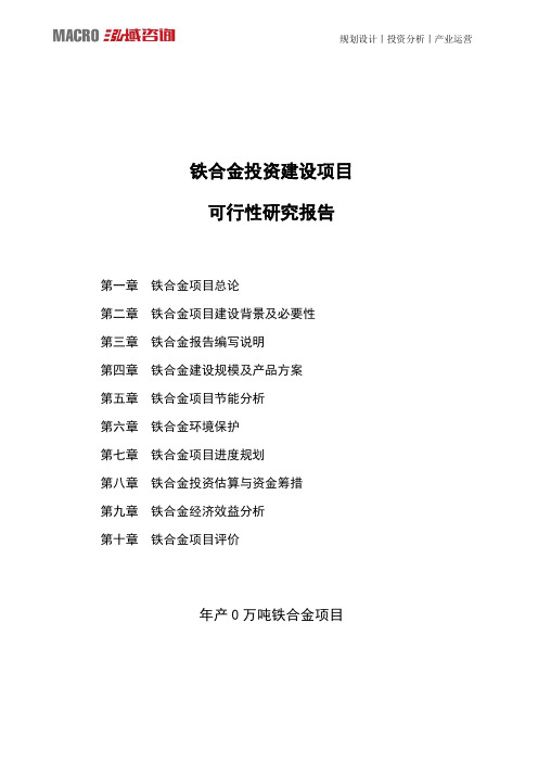 铁合金投资建设项目可行性研究报告