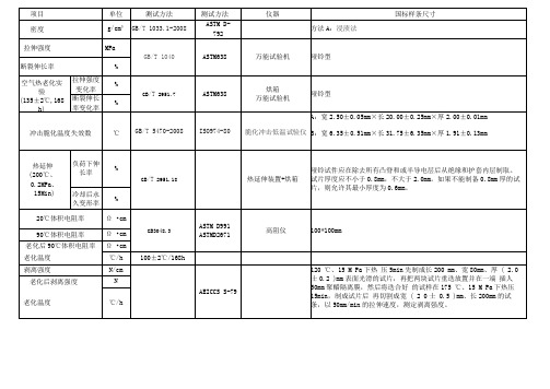半导电屏蔽料实验标准.和条件汇总