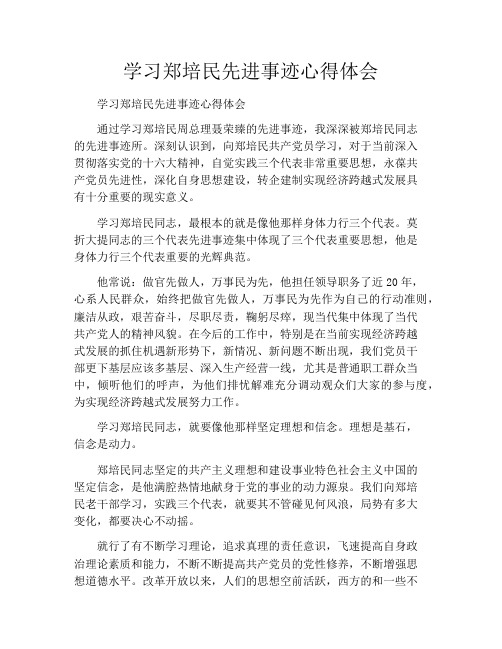 学习郑培民先进事迹心得体会