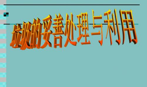 课题3  垃圾的妥善处理与利用
