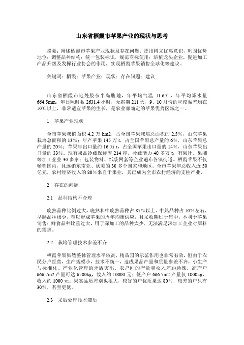 山东省栖霞市苹果产业的现状与思考