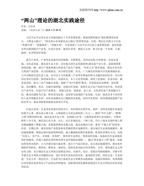 “两山”理论的湖北实践途径