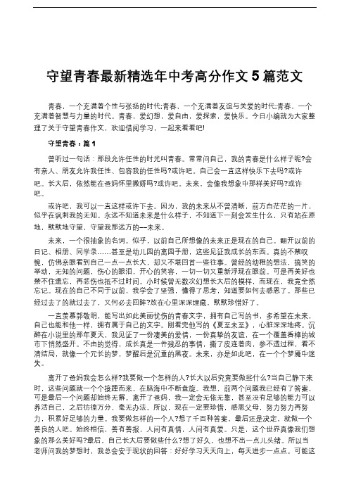 守望青春最新精选年中考高分作文5篇范文