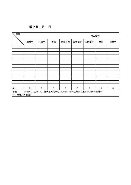 人事月报统计表 XLS格式 