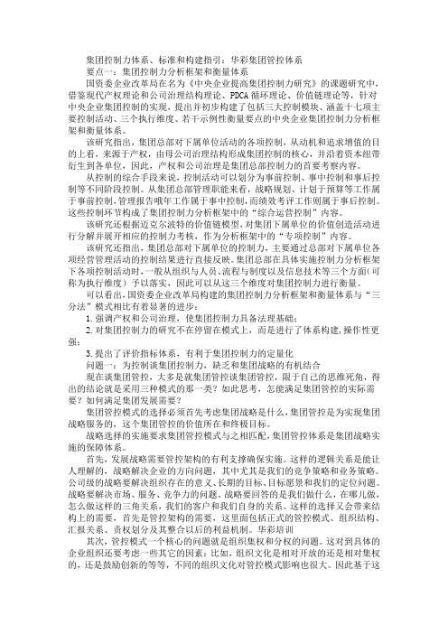 集团控制力体系标准和构建指引华彩集团管控体系8