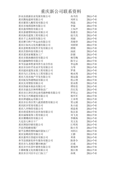 重庆新公司联系资料