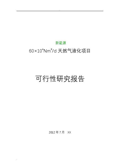 LNG液化工厂项目(6万方)可研报告