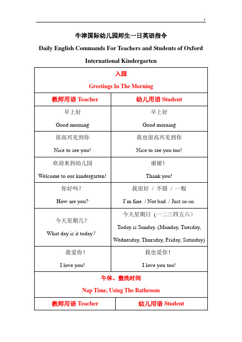 一日英语指令