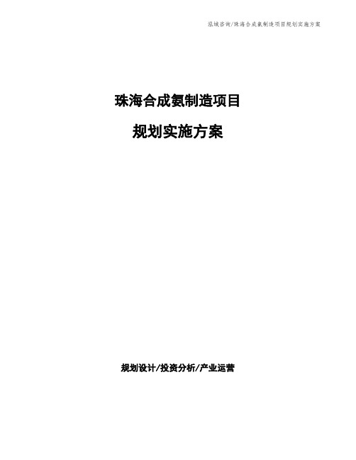 珠海合成氨制造项目规划实施方案