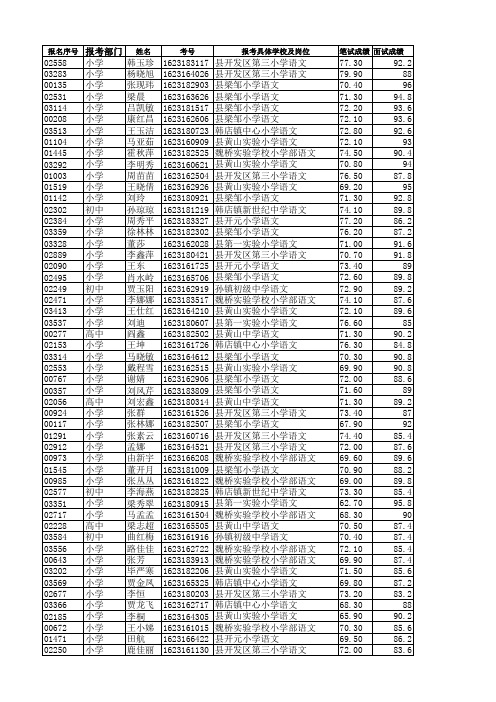 2016年教师公招成绩