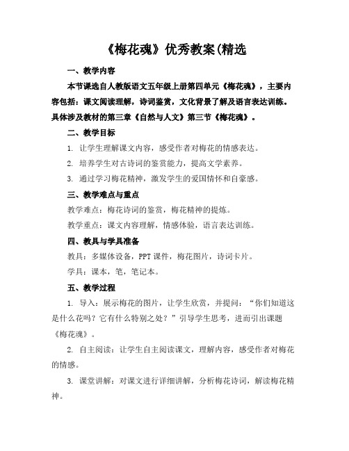 《梅花魂》优秀教案(精选
