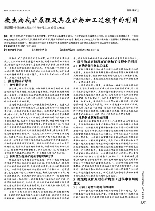 微生物成矿原理及其在矿物加工过程中的利用