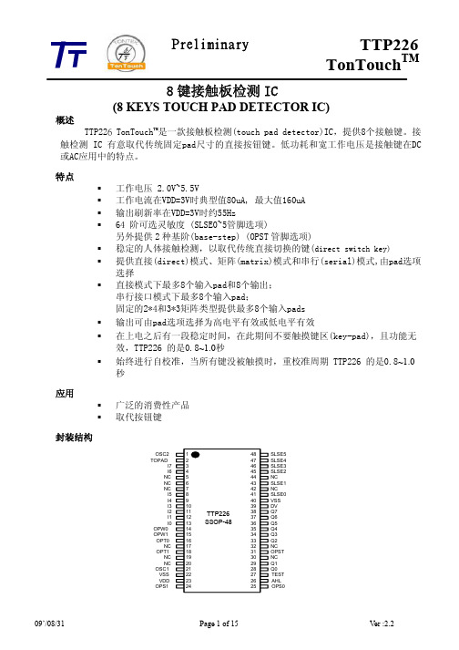 触摸IC TTP226