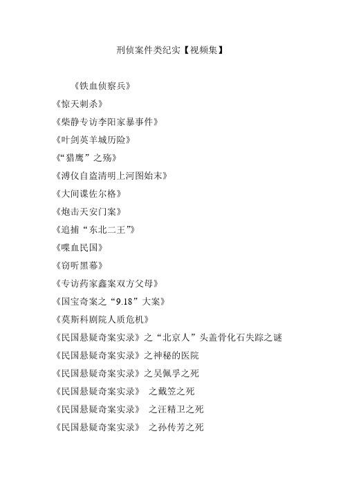 刑侦案件类纪实【视频集】