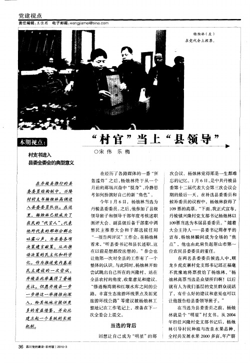 “村官”当上“县领导”