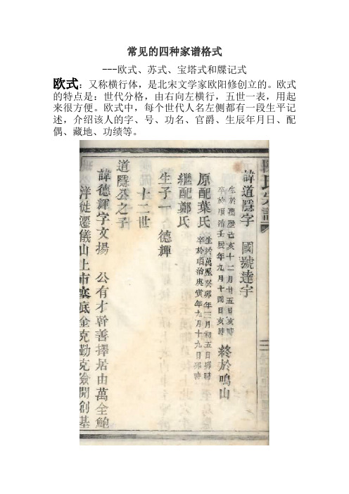 常见的四种家谱格式