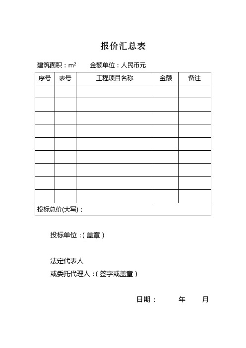 投标报价表