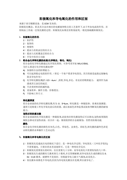 阳极氧化和导电氧化的作用和区别