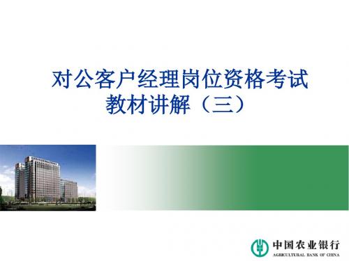 银行对公客户经理岗位资格考试培训课件第三讲0909