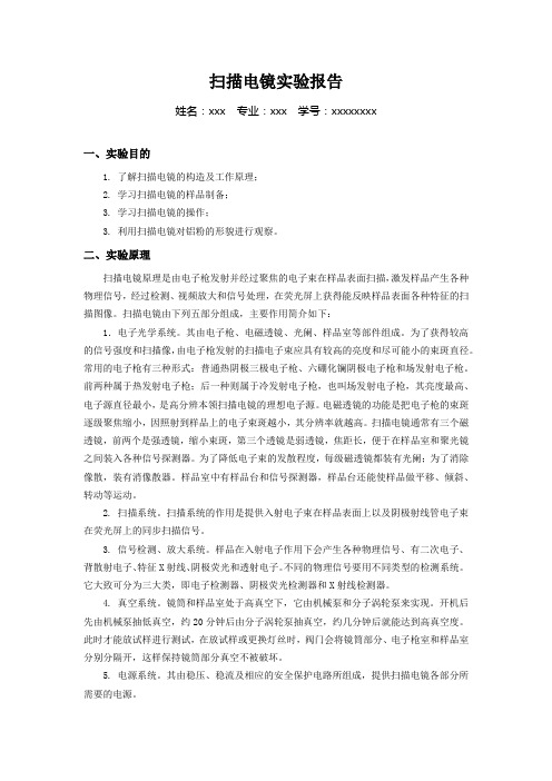 扫描电镜实验报告
