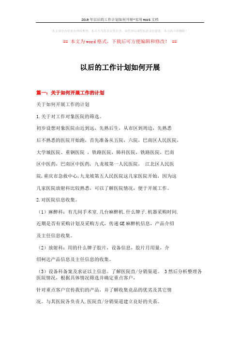 2019年以后的工作计划如何开展-实用word文档 (8页)