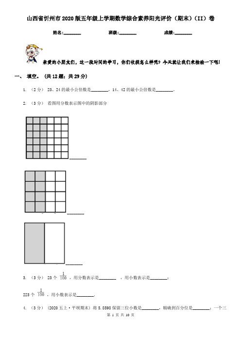 山西省忻州市2020版五年级上学期数学综合素养阳光评价(期末)(II)卷