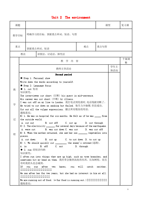 江苏省新沂市第二中学高三英语 专题复习 Unit 2 The environment(第2课时)教案 牛津译林版必修5