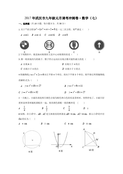 2017年武汉市九年级元月调考冲刺卷数学7