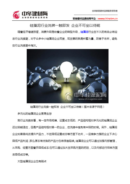 硅藻泥行业洗牌一触即发 企业不可坐以待毙