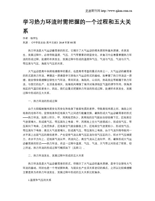 学习热力环流时需把握的一个过程和五大关系