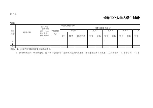 大学生创新创业训练计划项目汇总表