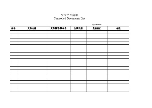 受控文件清单