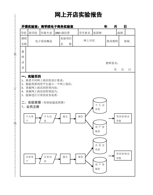 网上开店实验报告(实例)范文