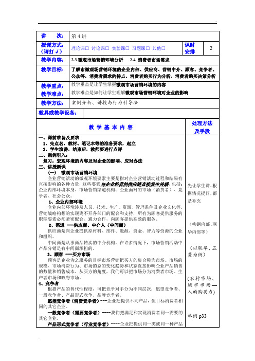 微观市场营销环境分析教案