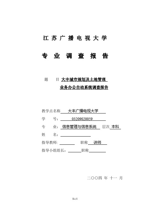 大丰城市规划及土地管理业务办公自动系统-调查报告