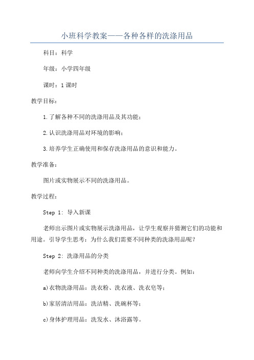 小班科学教案——各种各样的洗涤用品