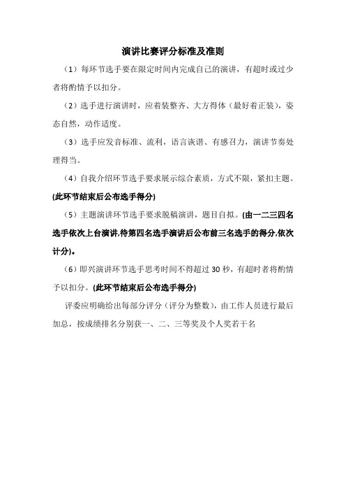 内蒙古大学-演讲比赛评分标准及准则