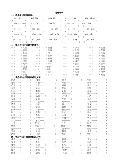 2020春部编版四年级语文下册试题-词语专项(含答案)