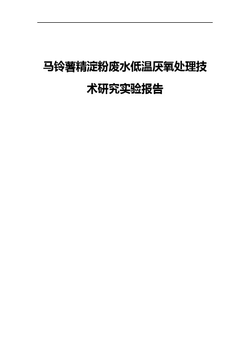 低温厌氧处理技术研究报告