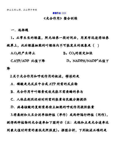 新疆克拉玛依市高级中学2015-2016学年高二生物7月暑假作业三含答案