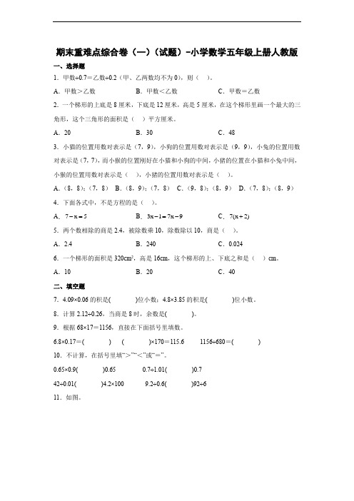 期末重难点综合卷(一)(试题)-小学数学五年级上册人教版