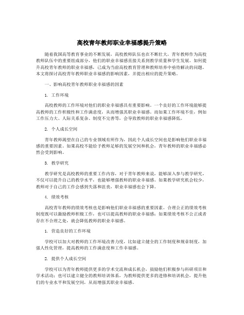 高校青年教师职业幸福感提升策略