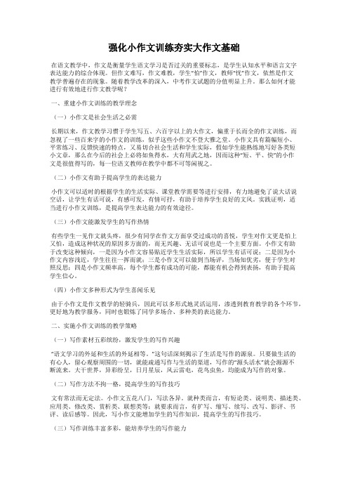 强化小作文训练夯实大作文基础