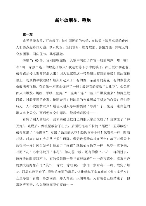 小学生作文-新年放烟花、鞭炮(4篇)