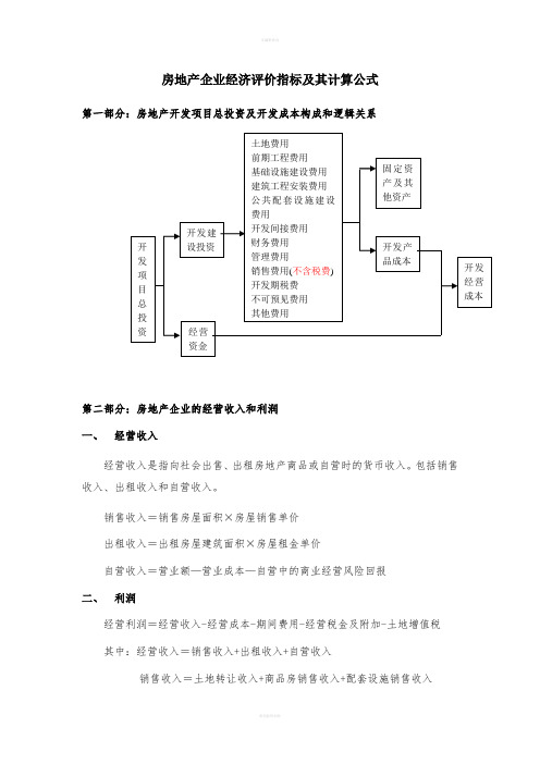 房地产企业经济评价指标及计算公式