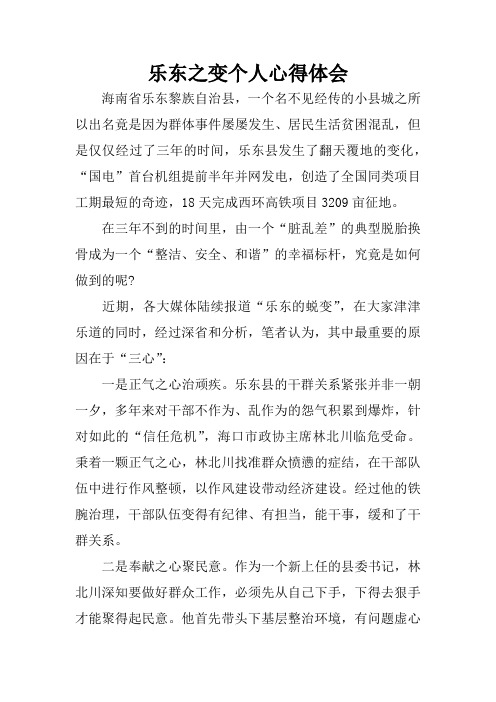 乐东之变个人心得体会