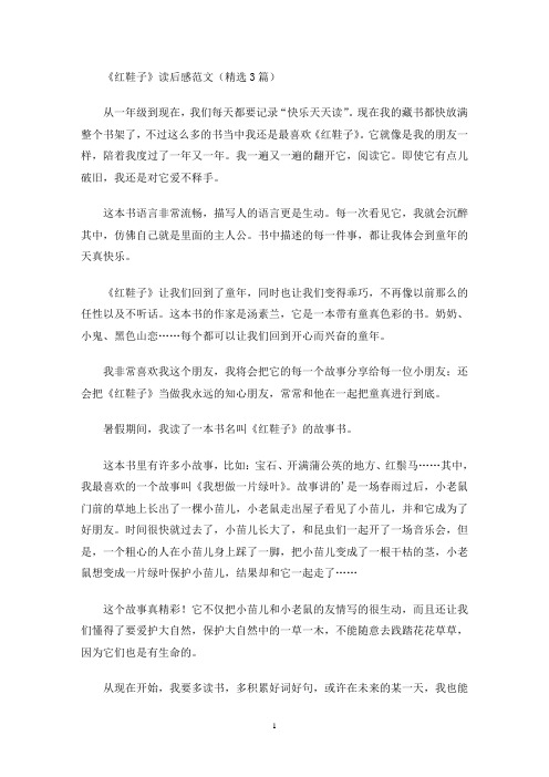 《红鞋子》读后感范文(精选3篇最新)