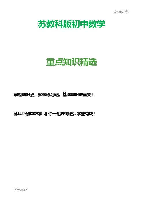 苏教科版初中数学七年级下册《第九章从面积到乘法公式—小结与思考》习题 