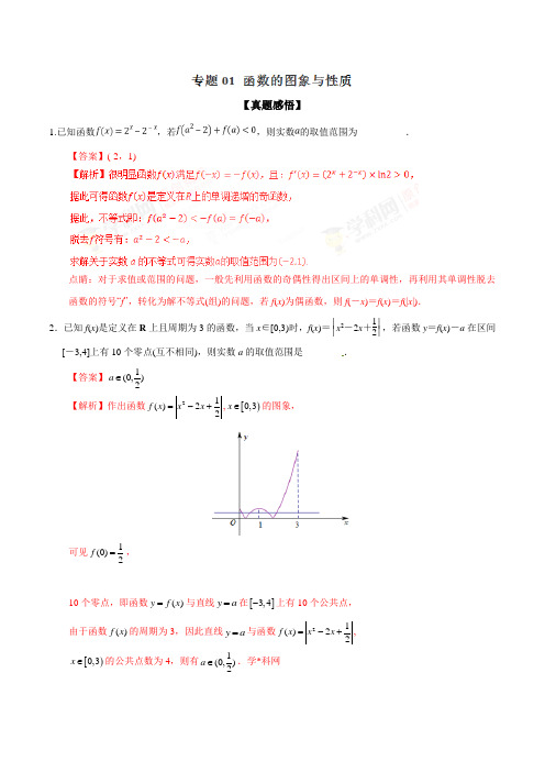 专题01 解决函数的图象与性质问题-2021年高考数学二轮复习核心考点微专题(苏教版)(解析版)
